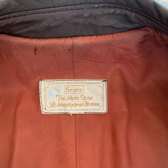 Vintage Sears Men’s Brown Leather Jacket, Chest 42” Medium to Large - Picture 7 of 11